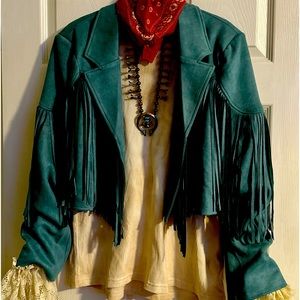 Faux suede fringe jacket